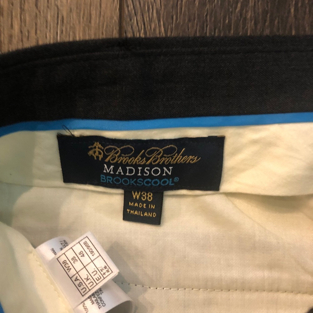 BROOKS BROTHERS Madison Dress Pants 38 x 30 100% Wool Charcoal Flat Front - Picture 11 of 14